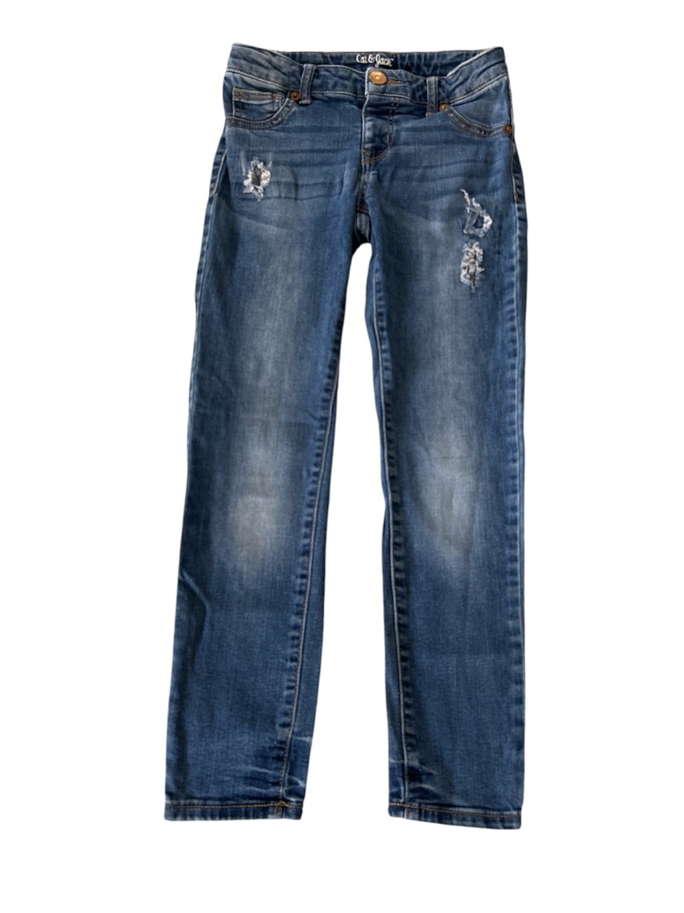 Cat & Jack Distressed Blue Straight-Leg Jeggings